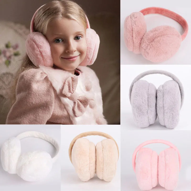 Kids Winter Earmuffs Children Fluffy Fur Warm Earmuffs For Boys Girls Headphones Warm Soft Ski Earmuffs Child Gift Outdoor