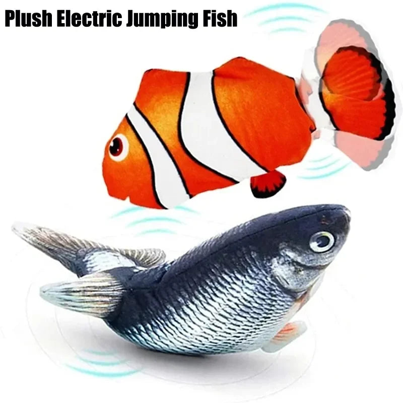 Plush Electric Fish Toy Sleeping Baby Simulation Swing Kitten Dance Fish Toy Animal Model Cognitive Interactive Gift for Kids