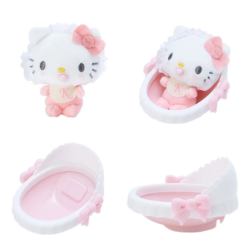 Japan Sanrio Cradle Pacifier Baby Doll Hangyodon Mymelody Kuromi Cinnamoroll Pochacco Plush Toy Cartoon Kawaii Anime Girl Gift
